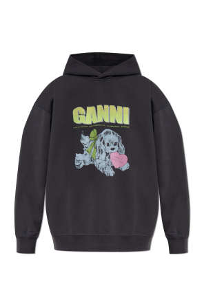 GANNI ロゴ ホワイトフード付きパーカー GANNI ロゴ ホワイトフード付きパーカー GANNI ロゴ ホワイト